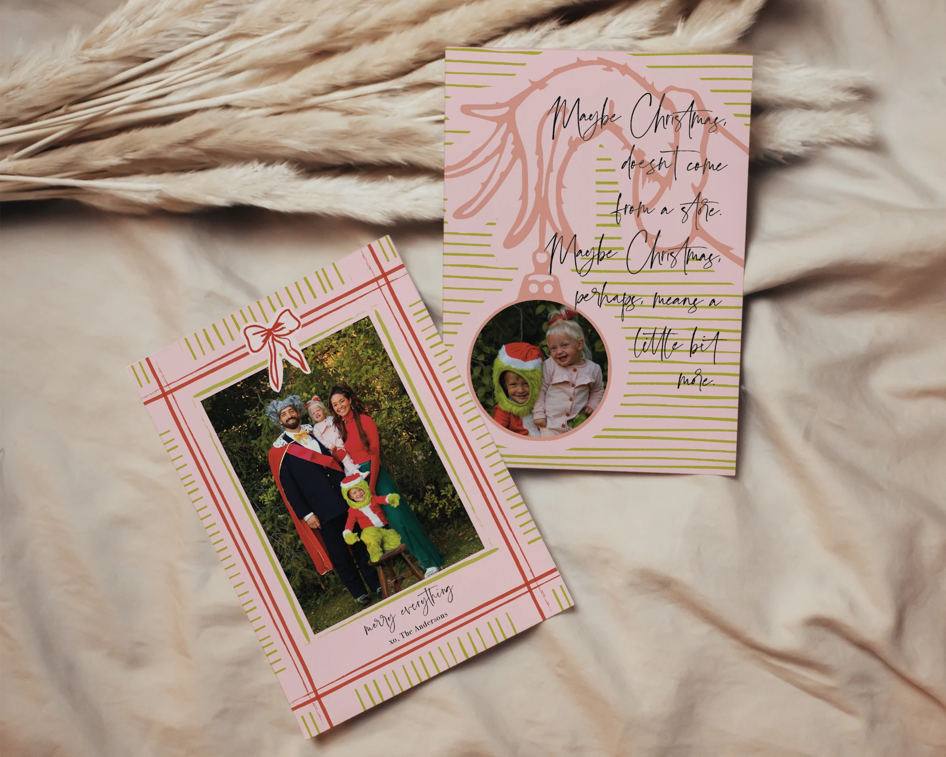 Original Anderson pink and green playful holiday card